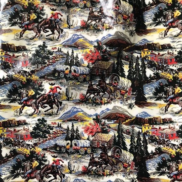 Paperchase RARE Western Scene Cowboy Vinyl Tote - Picture 2 of 9